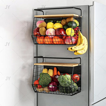 Wall-Mounted Kitchen Storage Rack Household Multi-Layer Storage Rack Removable Magnetic Refrigerator Fruit Storage Rack