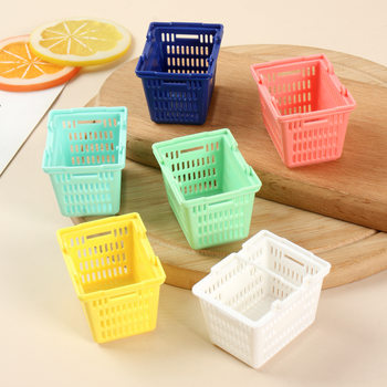 Miniature Artificial Shopping Basket DIY Food and Play Accessories Fan Supermarket Shopping Basket Props Play House Satchel Basket Vegetable Basket