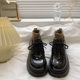 黑色粗跟小皮鞋女英伦风春夏系带日系JK增高玛丽珍乐福通勤工作鞋