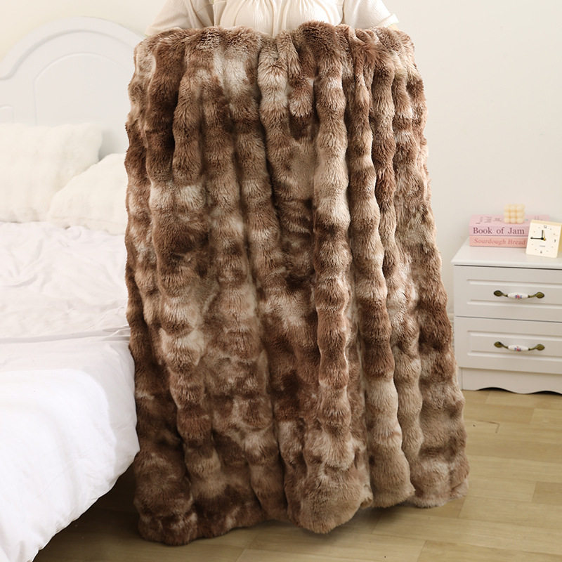 Raschel Blanket Type a Rabbit Hair Bubble Plush Blanket Double-Sided Blanket Thickeneded Office Nap Blanket Sofa Cover Blanket