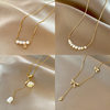 European and American Retro Winding Inlaid Pearl Necklace Women's Light Luxury High-end Sense Internet Celebrity Elegant Clavicle Chain Super Fairy Accessories
