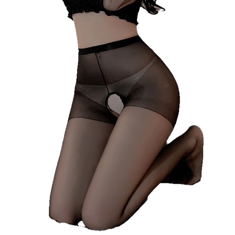 霏慕丝袜情趣吊带开裆连裤袜情趣内衣制服诱惑性感免脱床上黑丝女