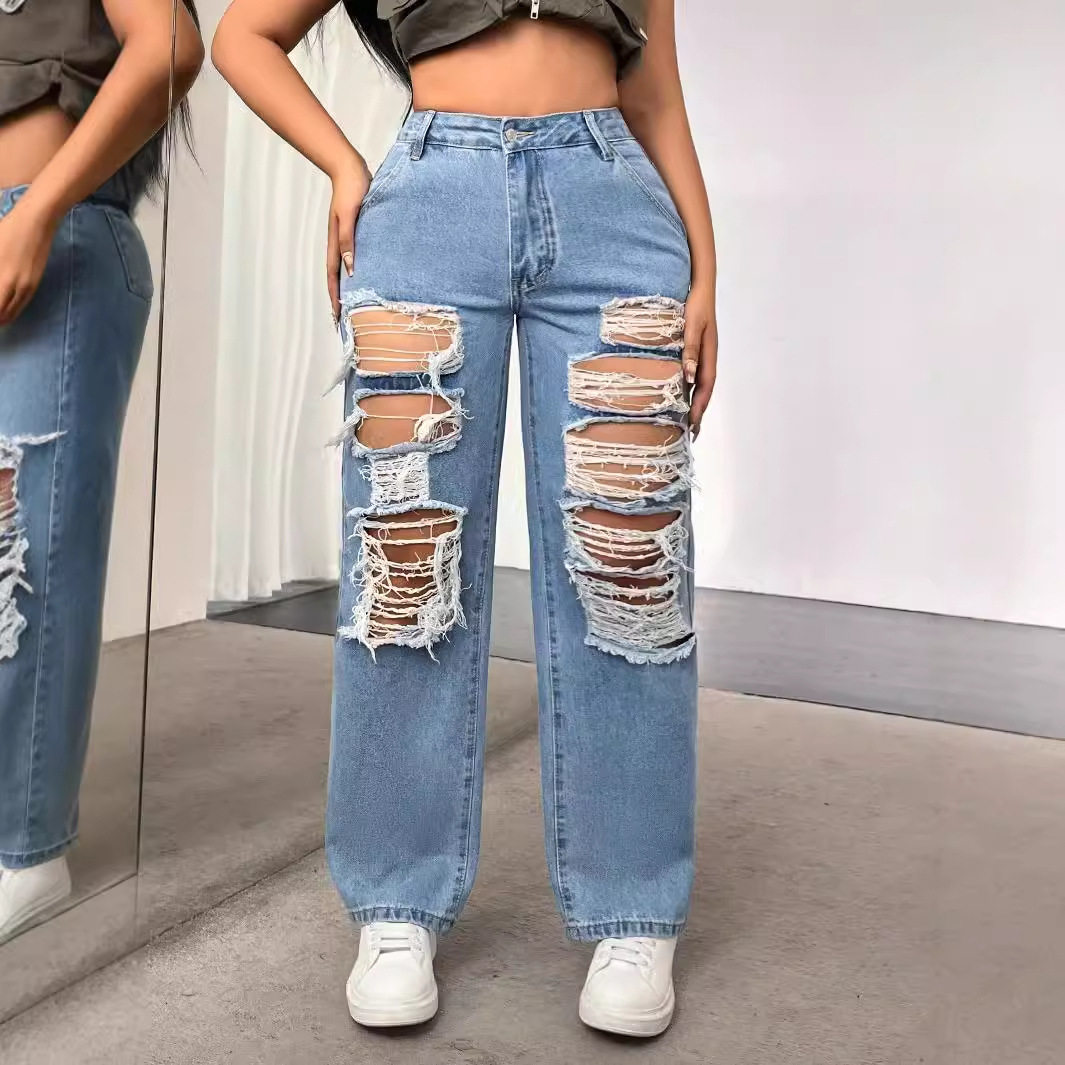 Fashionable Ripped Denim Jeans for Women Casual Style Trendy Design Comfortable Fit Available for Wholesale