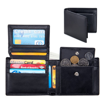 Genuine leather men's short wallet new soft cowhide tri-fold wallet men's rfid cross-border multi-functional vintage wallet