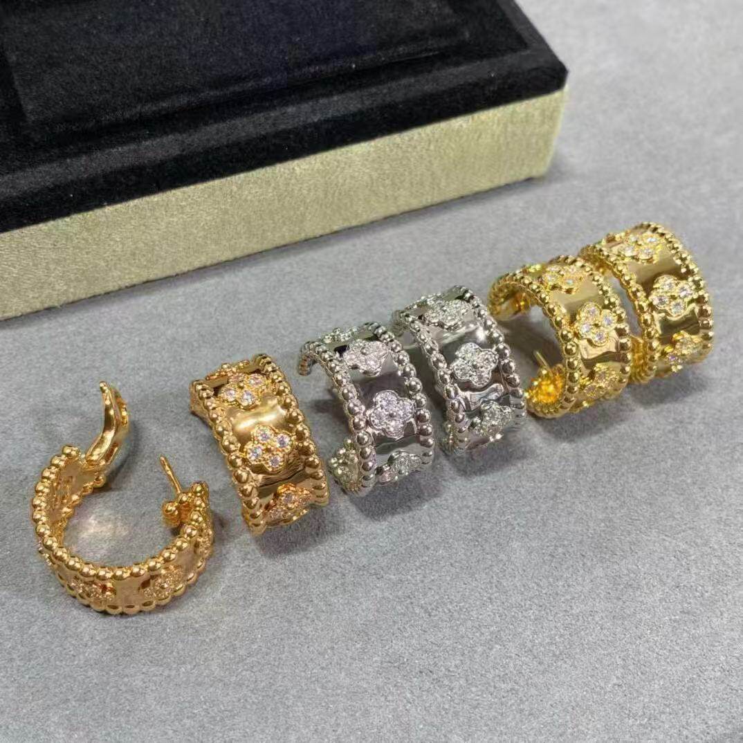 V Gold Seiko edition модные серьги-калейдоскопы в простом стиле с микроинкрустацией, легкие роскошные серьги с четырехлистным клевером высокого класса Изображение 1
