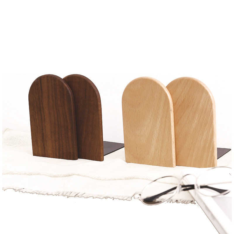 Japanese-Style Minimalist Wooden Bookend Creative Black Walnut Thickened Bookshelf Book Support for Students Solid Wood Book Holder