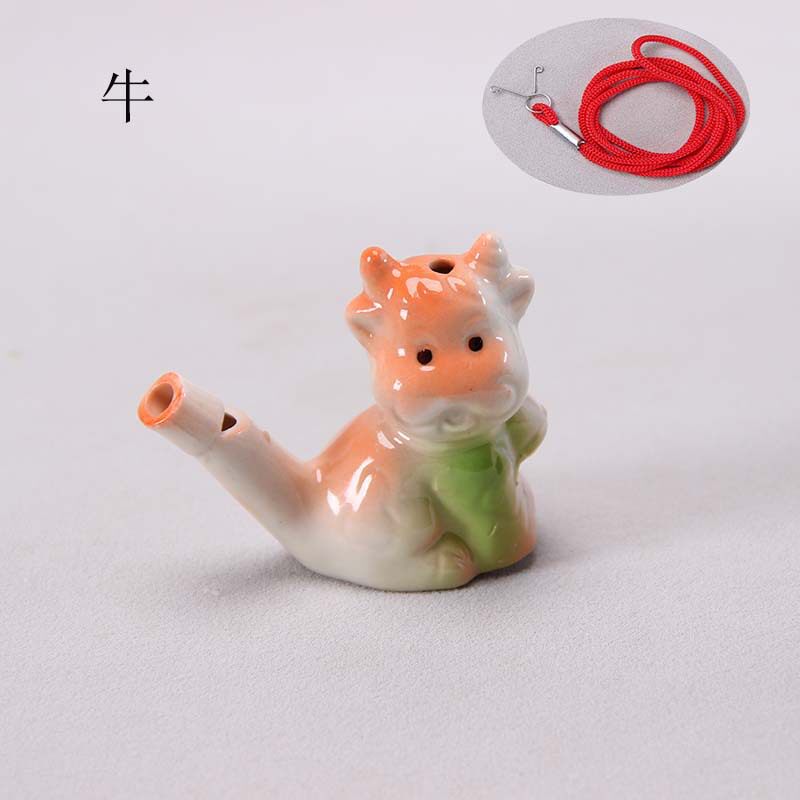 新款配挂绳十二生肖水鸟口哨12249吹出响亮声音口哨陶瓷工艺品