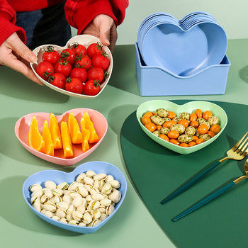Thickened Heart-shaped Wheat Straw Bone-spitting Dish Table Bone Plate Fruit Plate Dried Fruit Plate Nut Candy Snack Plate