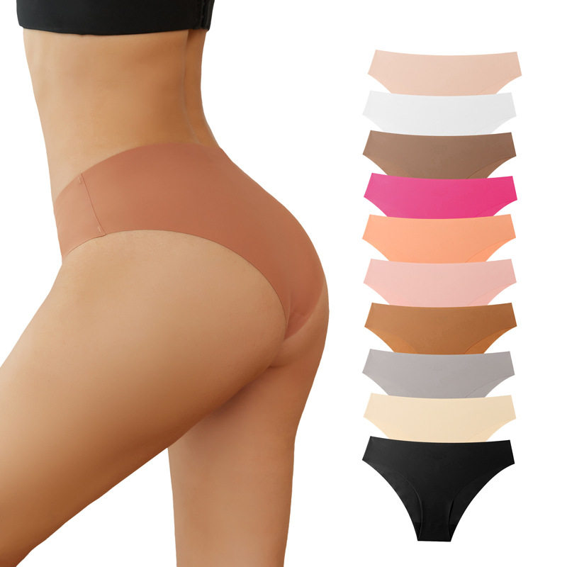 Cross-border foreign trade wholesale pants plus size simple cotton crotch briefs breathable ice silk seamless low waist underwear women