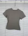 Smoke gray round neck cotton short-sleeved t-shirt [cotton] high quality