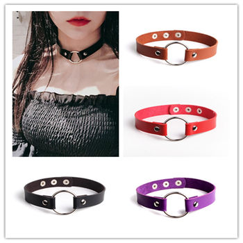 Japanese and Korean Hot Selling Harajuku Punk Style Trendy Street Photographing Leather Ring Necklace Chain Nightclub Collar Rivet