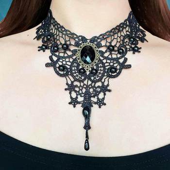 AliExpress Explosions Gothic Style Lace Necklace False Collar Necklace European and American Hot Selling Dark Style Collarbone Chain
