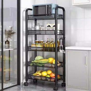 Trolley Storage Rack for Kitchen, Floor-Standing, Bedroom, Snacks, Bathroom, Toilet Storage Rack with Wheels, Thickened and Multifunctional