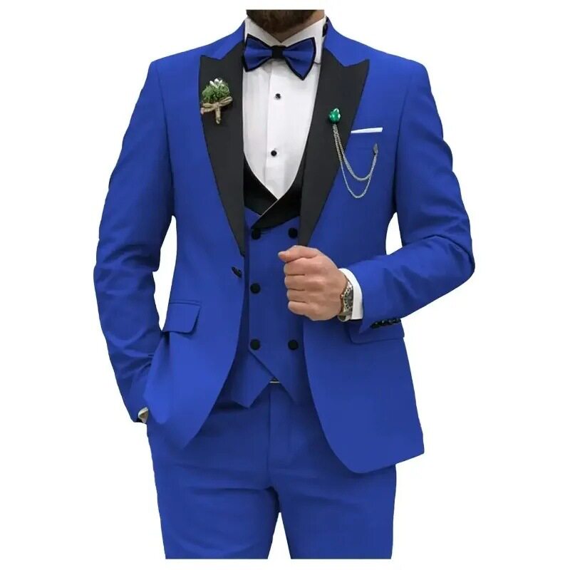 Suit Men's Business Meeting Host Wedding Slim Suit Dress Three-piece Set
