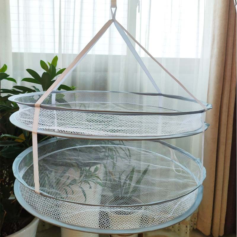 Factory wholesale double drying basket drying net Nordic gray anti-deformation windproof drying net home foldable