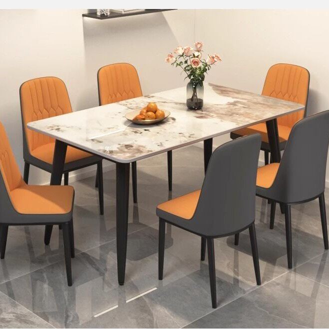 岩板餐桌椅组合餐桌家用小户型轻奢客厅饭桌长方形现代大师简约桌