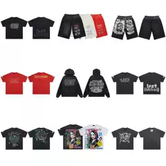 Cross-Border Export European and American Trendy Brand Lost Hot Diamond Letter Graffiti Print High Street Trendy Loose Men's and Women's Short-Sleeved T-Shirts