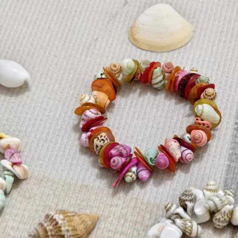 ♡ Natural Conch Shell Bracelet Necklace Handmade Marine Jewelry Children's Bracelets Street Stall Crafts Men's and Women's Gifts