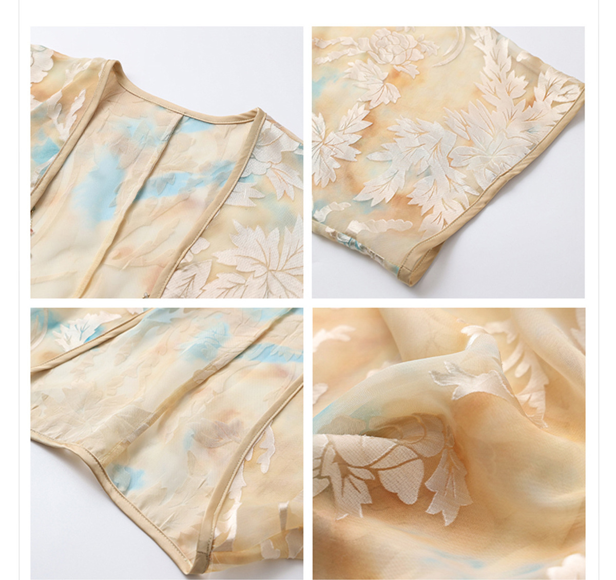 Bộ áo khoác cardigan thêu hoa dài tay kèm váy hai dây dài — Áo len Jacquard (Giao hàng trong 7 ngày), Váy yếm (giao hàng trong 7 ngày), Váy yếm (giao ngay trong ngày)