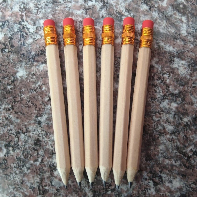 In Stock 10cm Natural Wood Color Short Pencil Hb Cross-Border Stationery Hotel Room Pencil Primary School Student Learning Stationery