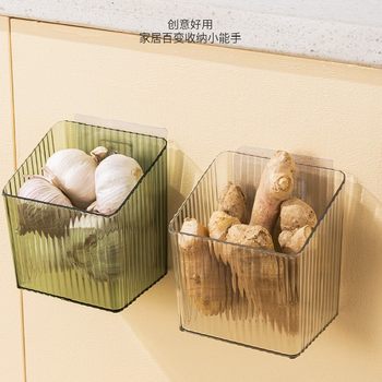 Kitchen onion, ginger and garlic storage box multi-function wall-mounted seasoning rack refrigerator side door storage box ginger and garlic storage basket