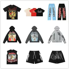 Trendy Foreign Trade Brand Mixed Emotion New Letter Embroidery Rhinestone Loose Shorts Unisex Couple Short-Sleeve T-Shirt