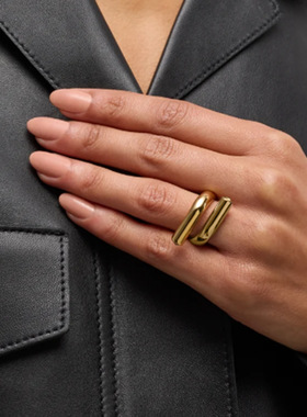 2024春季新品18k金不锈钢+钻/镶嵌钻简约线条交错开口钛钢戒指女