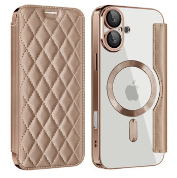 Suitable for Iphone17Pro Mobile Phone Case Small Fragrant Leather Pattern Flip Leather Case Apple 16 Electroplated Magnetic Protective Cover