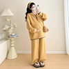 2025 Autumn and Winter Maternity Wear New Korean Style Temperament Hooded Pullover Knitted Top Maternity Wide Leg Pants Suit