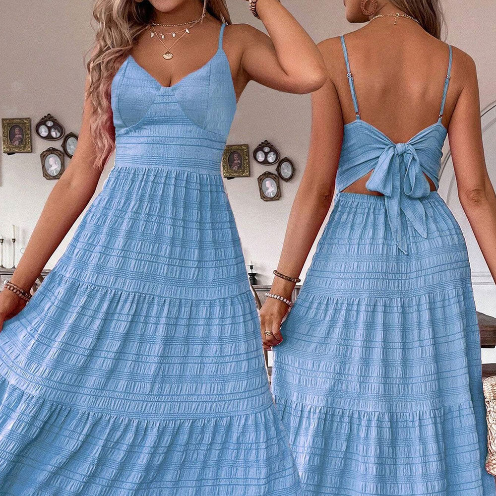Elegant Womens Summer Maxi Dress Solid Color Sleeveless Flowy Design Perfect for Casual or Formal Occasions