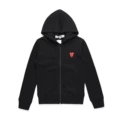 Black stacked heart zipper
