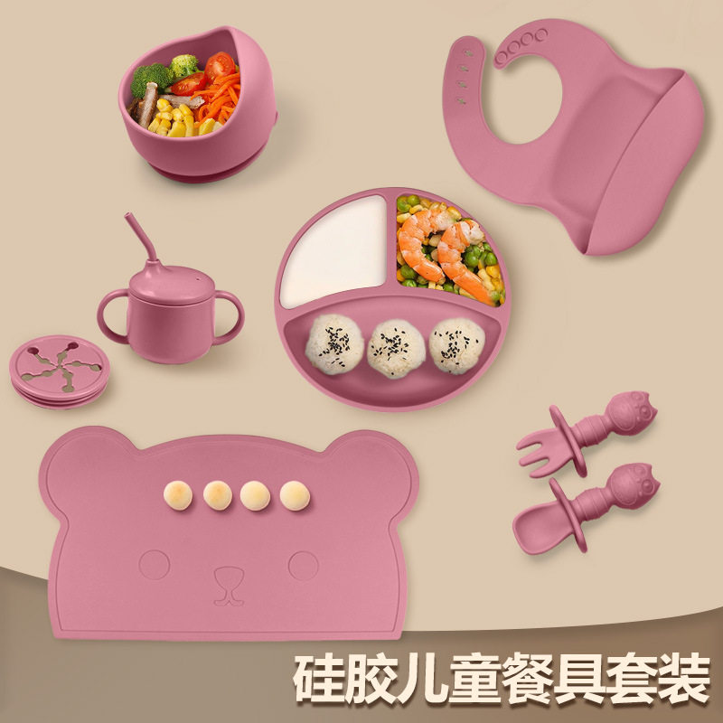 Cross-border hot silicone round plate baby food supplement bowl silicone plate food grade children's silicone plate placemat