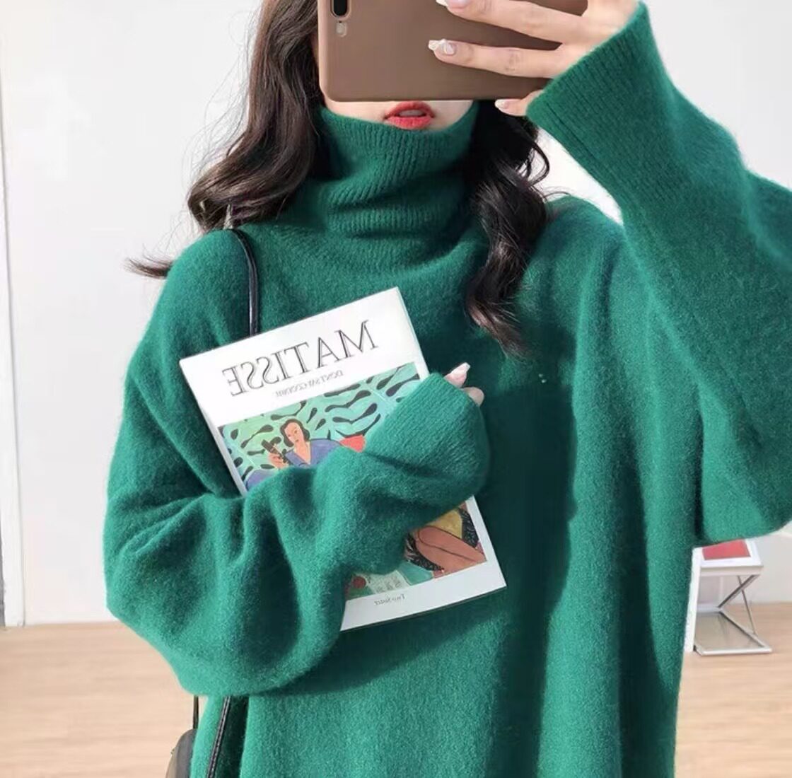 Womens Oversized Turtleneck Sweater Thick Knit Casual Style Versatile for Autumn and Winter Wholesale Available