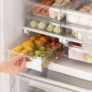 Refrigerator Storage Box Drawer-type Transparent Partition Uncovered Egg Box Rectangular Fruit Fresh-keeping Refrigerated Storage Box