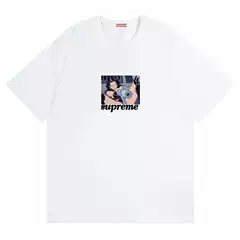 Cross-Border Foreign Trade Wholesale Retro Trendy Brand Sup Short-Sleeve American Box Classic Cross Top T-Shirt for Men and Women