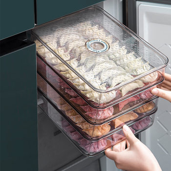 Food-Grade Fresh-Keeping Refrigerator Storage Box Large-Capacity Anti-Stick Bottom Wonton Timing Quick-Freezing Box Kitchen Transparent Dumpling Box