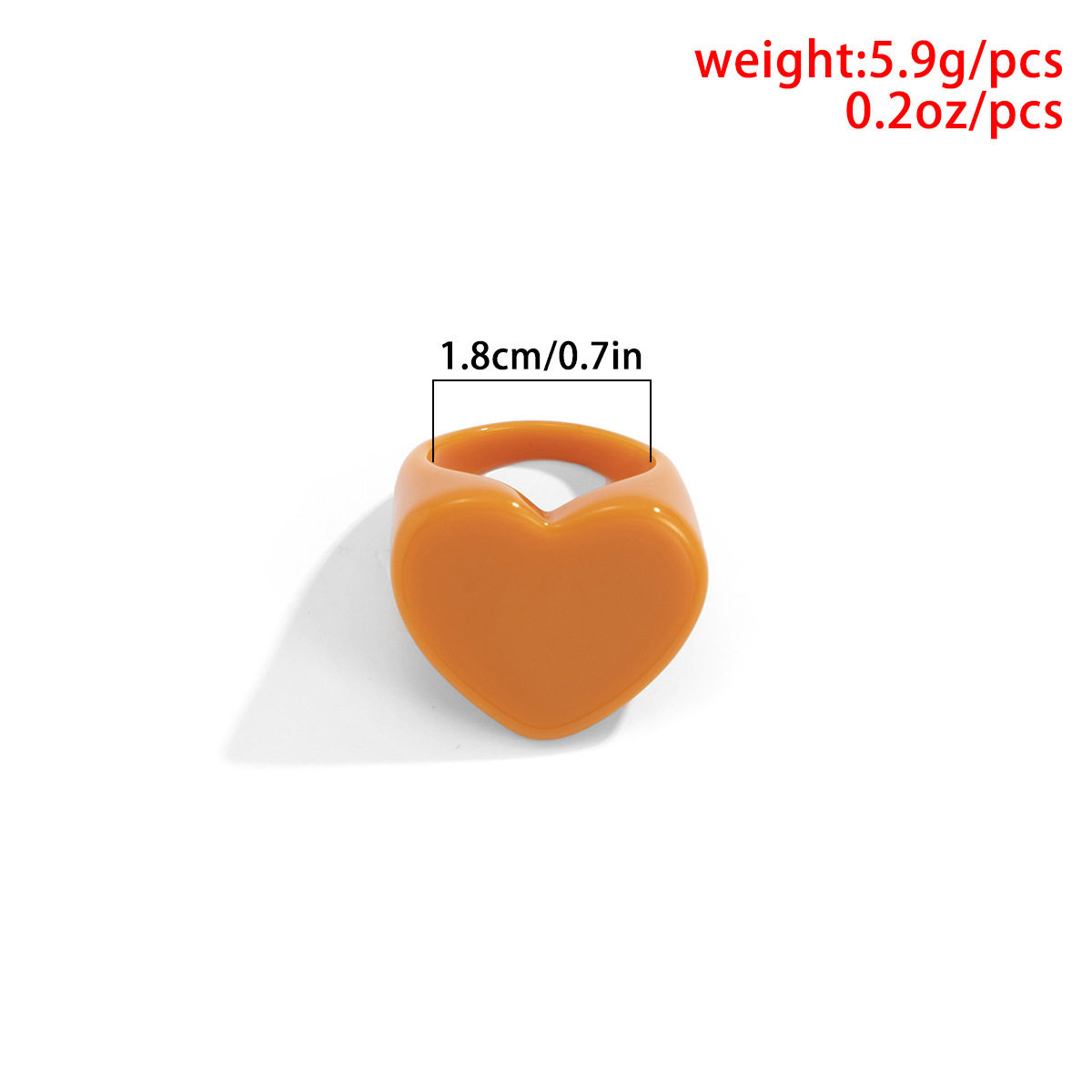 Fashionable and Simple Candy-Colored Peach Heart-Shaped Ring European and American Cross-Border Holiday Style Resin Geometric Ring Bracelet for Women