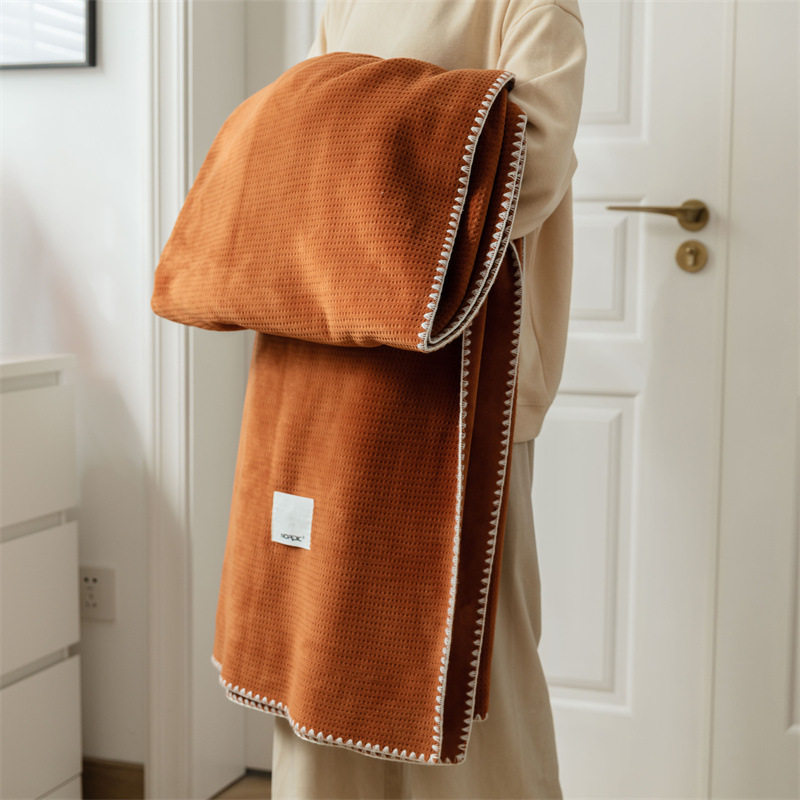 Japanese-Style Milk Velvet Composite Blanket, Waffle Blanket, Fleece Blanket, Leisure Blanket, Nap Blanket, Ultra-Soft Design