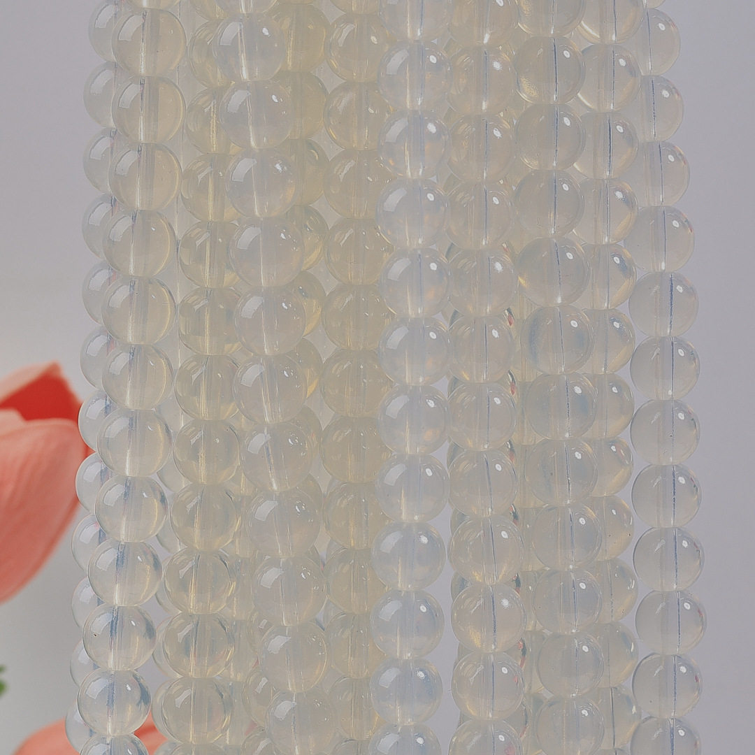 玻璃仿玉圆珠纯色散珠手工diy玉髓手链项链散珠子琉璃珠饰品配件