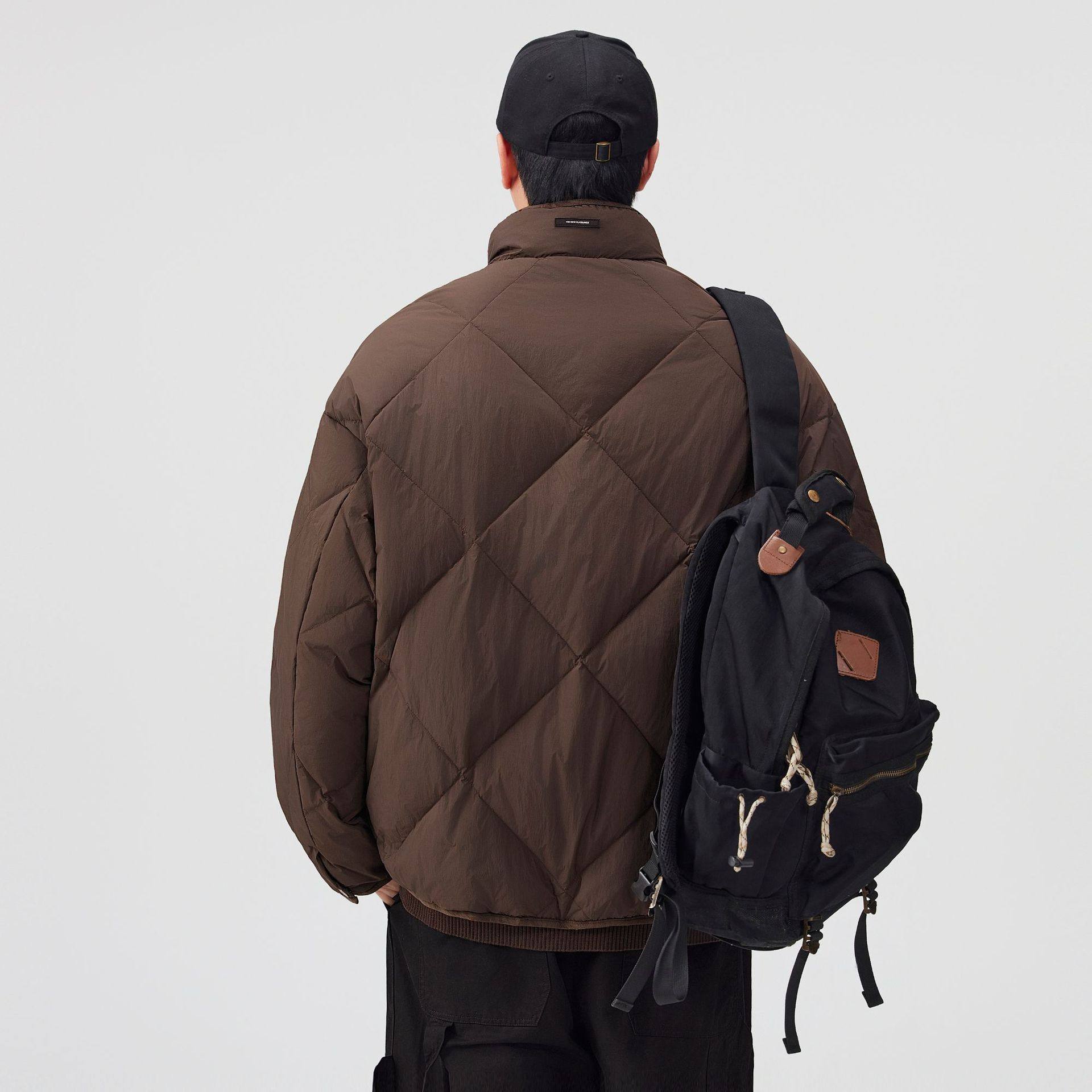 2025 Winter New American Knitted Stand-Up Collar down Jacket Men's Loose Fashionable Warm 90 White Duck down Jacket Trendy