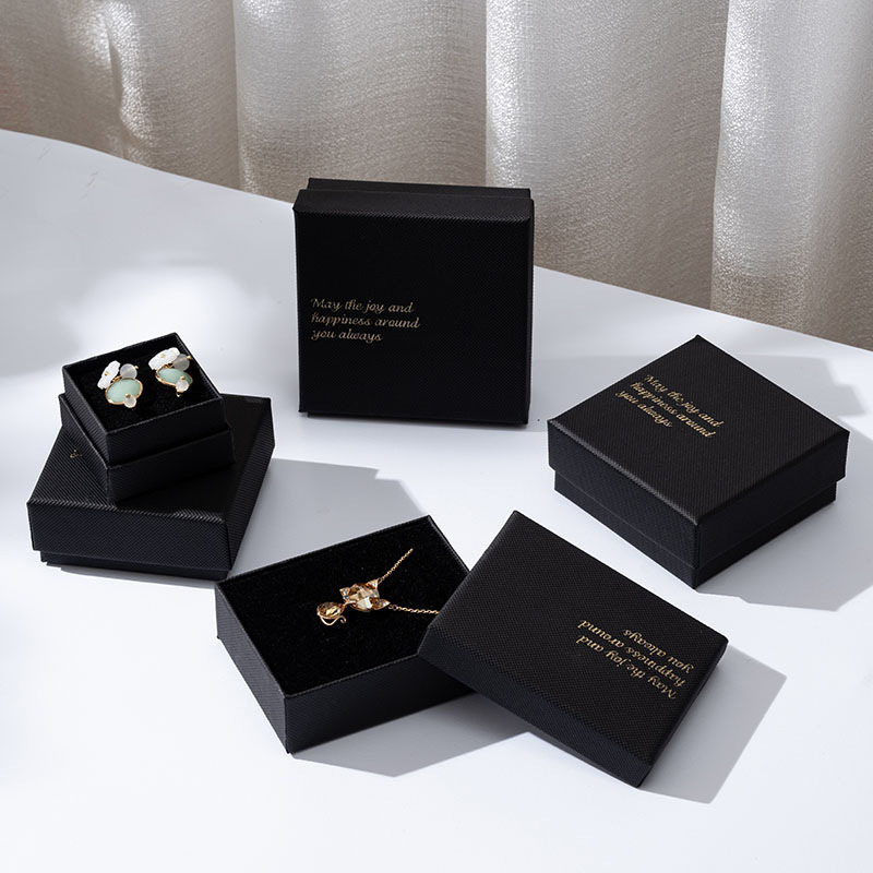 Black Hot Stamping High-End Jewelry Box Jewelry Necklace Gift Box Ring Earrings Earrings Jewelry Packaging Box