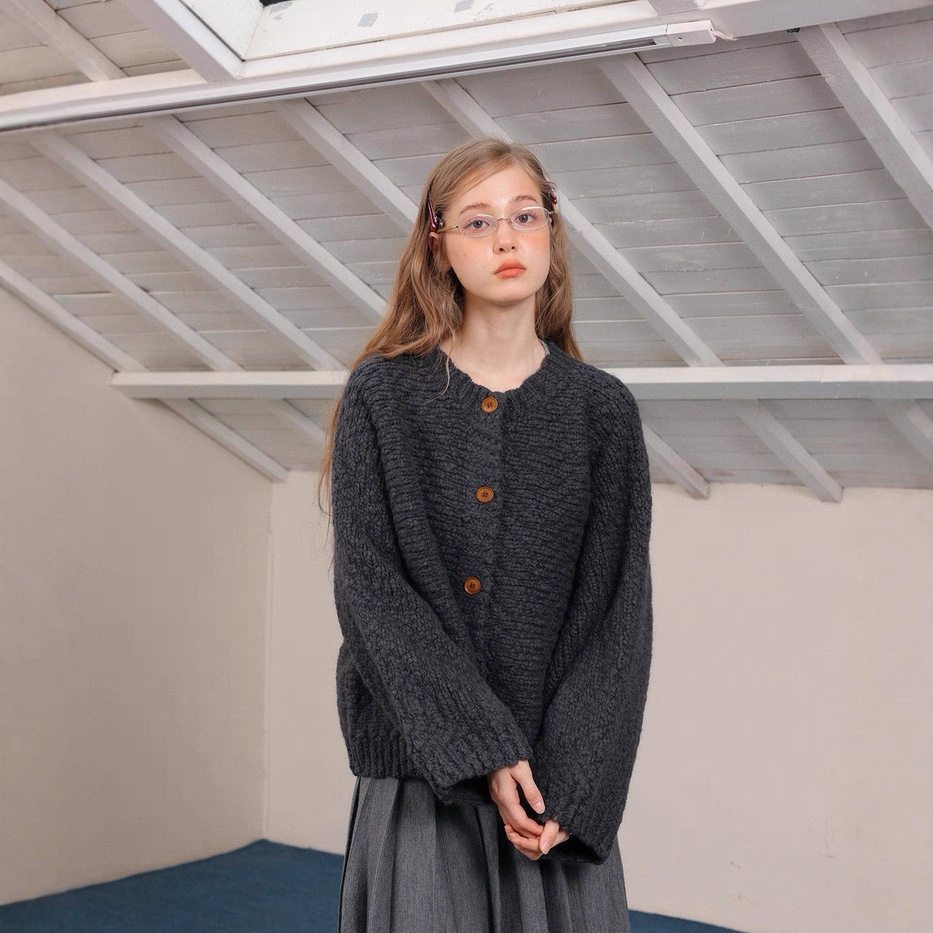 Highly Recommended! 800g Duncan Wool Loose Atmosphere Thick Knit Cardigan