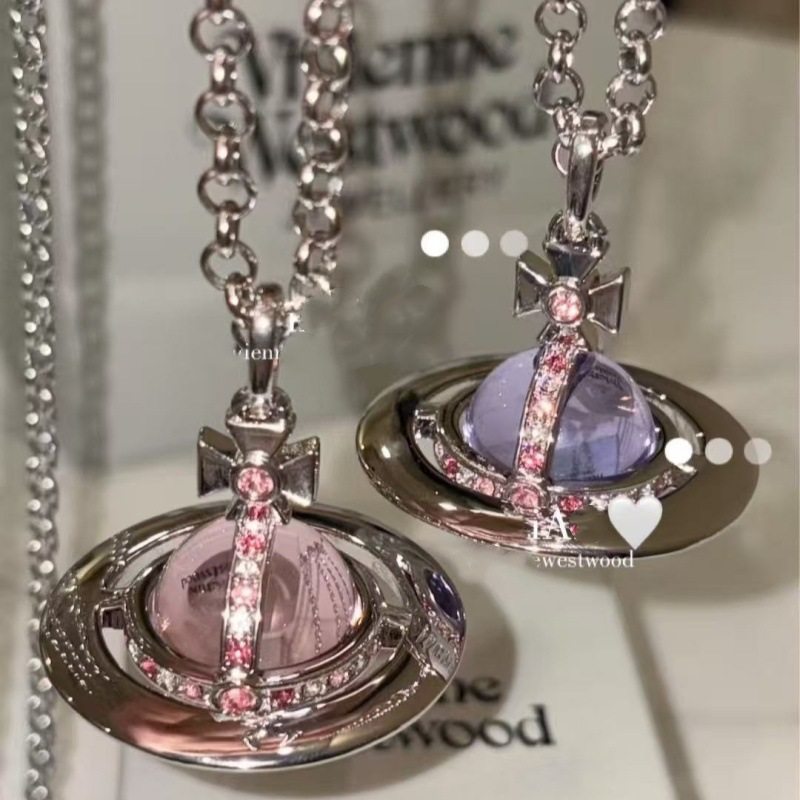 Xijia Saturn High Version Large and Medium Orb Saturn Full Series Necklace Women's 10mm Beads Logo Buckle Clavicle Chain