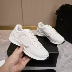 Chanel-Style Letter Thick-Soled Sneakers for Women 2026 New Genuine Leather Round-Toe Lace-Up Breathable Casual Versatile Sneakers
