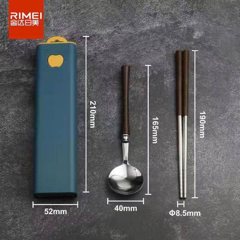 Jinda rimei stainless steel tableware suit chopsticks spoon Fork student cute creative portable tableware three-piece set