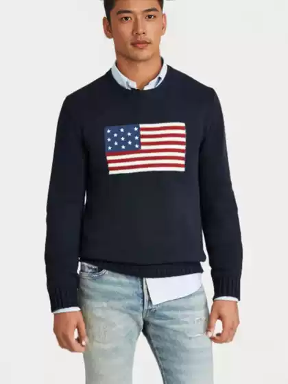 Custom Factory National Flag Embroidered Crew Neck Sweater for Women, New Autumn and Winter Cotton Knitwear Trendy Pullover