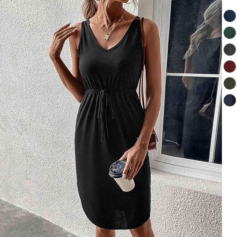 Sleeveless Casual Dress Solid Color Summer Style Comfortable Fit Perfect for Everyday Wear Wholesale Available