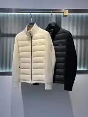 Unisex Patchwork Down Jacket for Couples Warm Wool Knit Stand Collar Coat 2025 Trendy White Duck Down