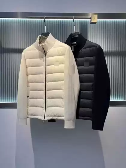 Unisex Patchwork Down Jacket for Couples Warm Wool Knit Stand Collar Coat 2025 Trendy White Duck Down