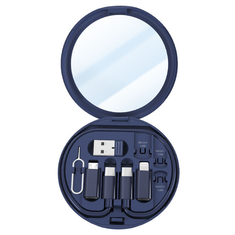 【ブルー】ハイライト収納ケース鏡付き